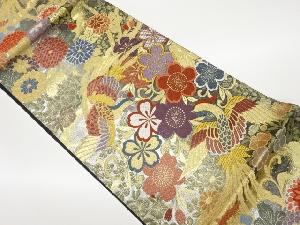 鳳凰に花々模様織出し袋帯